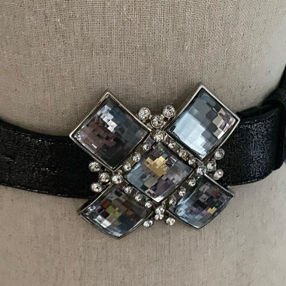 Y2K Bebe Bejeweled Stretch Belt Black Size Small